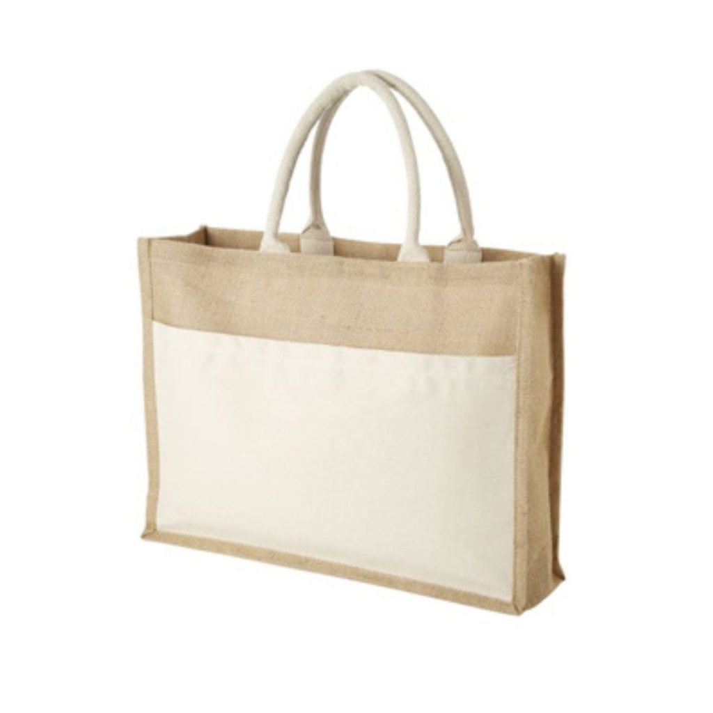 Jute (FJF) Tote Bag with Side Cotton Pocket